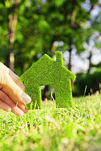 生态房屋概念叶子力量节约活力财产花园建筑房子环境绿色图片