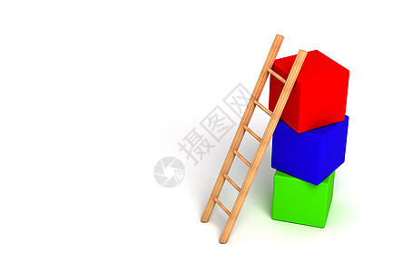 增长生长绿色脚步梯子立方体颜色进步楼梯色彩背景图片