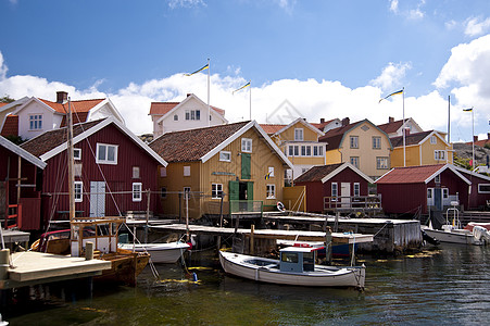 瑞典哈韦克斯特兰渔船小屋树木岛屿旅行钓鱼岩石天空房屋小岛图片