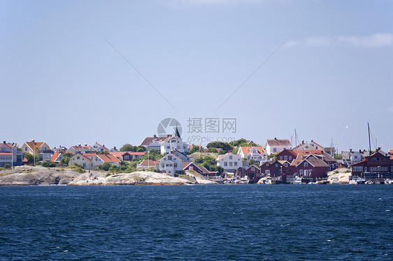瑞典 Kaeringoen渔港桅杆钓鱼刀具群岛码头小岛港口房屋娱乐图片