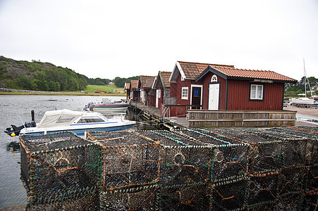 瑞典木屋房子船舶渔村龙虾陷阱钓鱼渔港小屋旅行图片