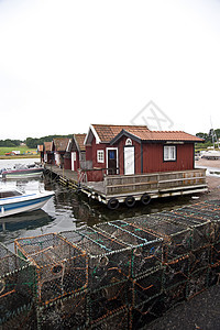 瑞典小岛港口龙虾房屋小屋渔港木屋船屋陷阱渔船图片