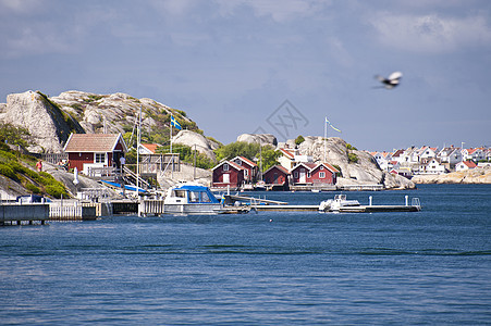 瑞典Roennaeng房子木屋牧歌钓鱼小岛蓝色渔村建筑旅行群岛图片