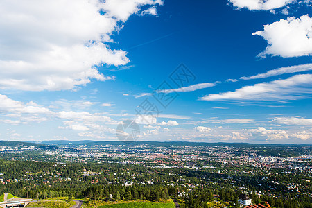 奥斯陆全景观天空地平线房子观光地标建筑学市中心城市全景鸟瞰图图片