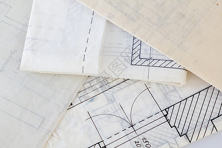 旧纸的建筑设计图设计师插图工作房子地面文书绘画草图建造工具图片