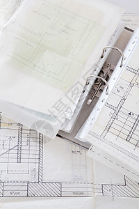 旧纸和项目档案的建筑设计图工程材料建筑学草图技术绘画建筑设计师文书房子文档商业图片