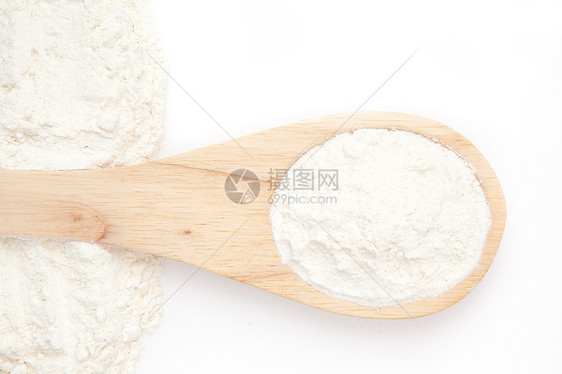 配面粉的木勺烹饪小吃白色影棚早餐图片