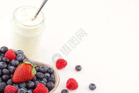 酸奶和浆果覆盆子勺子食物营养甜点水果图片