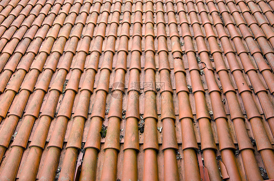旧屋顶牌背景房子防风雨红色马赛克材料阁楼橙子黏土条纹住宅图片