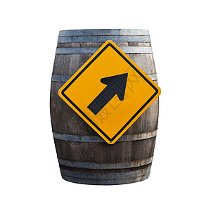 大红酒桶 有交通标志 孤立在白色的后院木桶酿酒饮料酒精酒厂乡村棕色生产食物啤酒图片