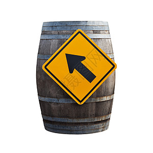 大红酒桶 有交通标志 孤立在白色的后院酒精酿酒饮料木桶生产啤酒酒厂木头食物乡村图片