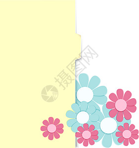 粉色纸装有纸制花花的文件夹设计图片
