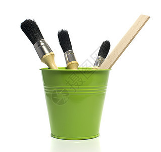 绿色桶加油漆刷图片