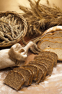 传统面包包子面粉粮食酵母核桃小麦美食食物面包师早餐图片