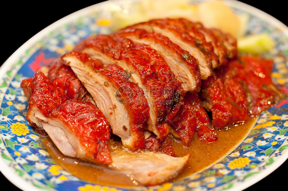 蜂蜜烤鸭 菜盘上中式洋葱鸭子蜂蜜炙烤菜肴美食盘子主菜烹饪家禽图片