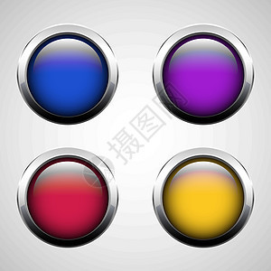 圆形按键集玻璃互联网团体金属圆圈紫色插图黄色合金灰色图片