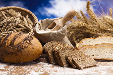 各种全麦面包面粉面包师脆皮厨房饮食面包纤维包子食物糕点图片