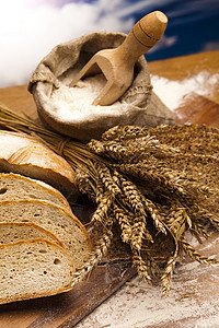 面粉和传统面包酵母脆皮食物面团面包师美食核桃厨房谷物种子图片