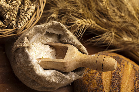 面粉和传统面包食物早餐种子饮食面团面包师核桃谷物纤维脆皮图片