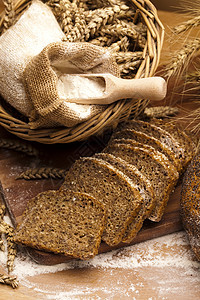 面粉和传统面包早餐脆皮食物饮食小麦面团纤维包子糕点种子图片