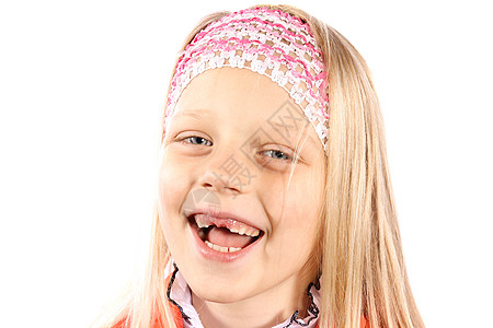 少了前牙的小女孩幸福乐趣青年女孩差距眼睛金发牙科损失情感图片