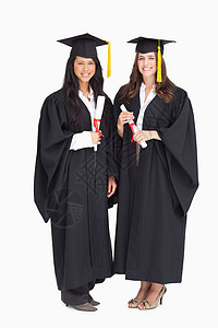 两名女毕业生获得全镜头毕业图片