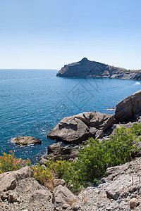 Sudak海滩 黑海 乌克兰 黑海海洋全景房子爬坡旅行蓝色天线旅游海岸悬崖图片