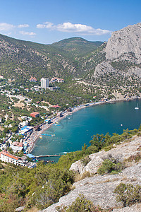 Sudak海滩 黑海 乌克兰 黑海天空海洋旅游旅行岩石山脉石头假期支撑爬坡图片