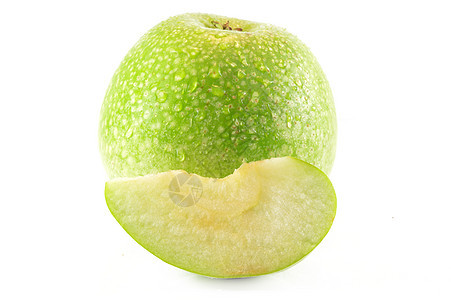 白色背景的绿苹果茶点水果食物图片