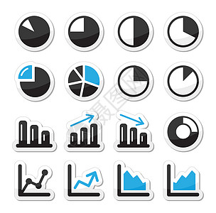 图表图黑色和蓝色图标作为标签图片