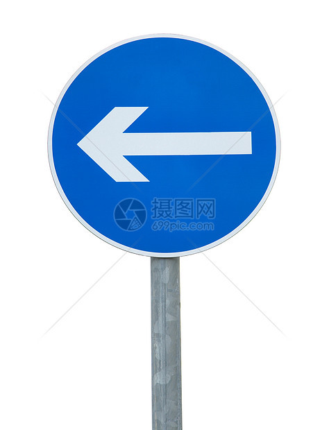 箭向箭头街道桅杆蓝色驾驶展示交通路标白色单程标志图片