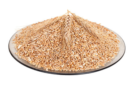 盘上的小麦粒农场碎粒谷物盘子食物收成耳朵生长粮食营养图片