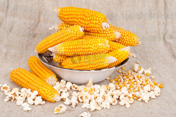 玉米和爆米花被撕裂耳朵 在布隆普的背景图片