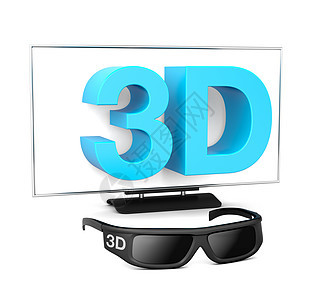 3D电视宽屏蓝色投影白色屏幕数字概念平面电脑显示器商业图片