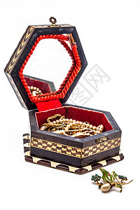 贵重珠宝箱珠宝珍珠别针木头项链盒子宝石图片