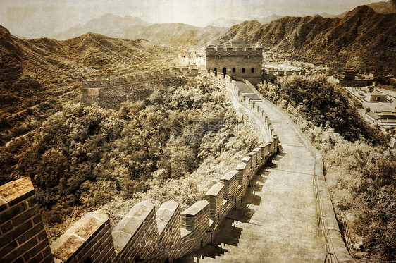 中国长城古老的回溯观图片