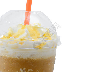 卡布奇诺咖啡冰沙棕色牛奶泡沫白色玻璃奶油饮食图片