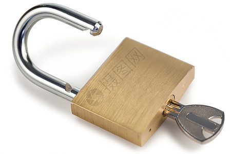 开金锁钥匙警卫商业金属挂锁小路保障剪裁金子戒指图片