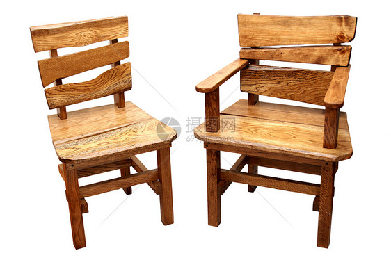 白色背景上孤立的木制椅子奢华扶手椅装饰祖母木头木工黄色橡木家具风格图片