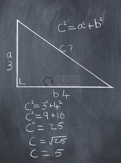 右三角形 配有实塔哥里方程式和计算于 bl 的计算教育定理正方形直肠数学公式家庭作业学校直角三角图片