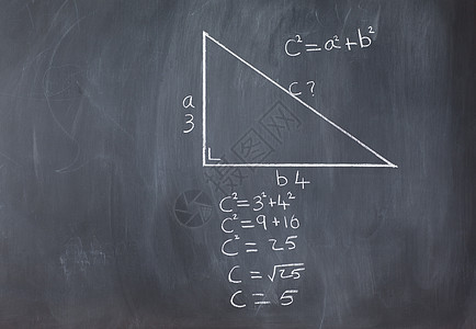 右三角形 配有实塔哥里方程式和计算于 bl 的计算直肠直角公式蓝色学校三角矩形斜边教育绘画图片