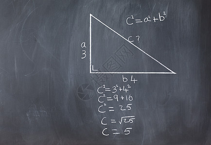 右三角形 配有实塔哥里方程式和计算于 bl 的计算直肠直角公式蓝色学校三角矩形斜边教育绘画背景图片