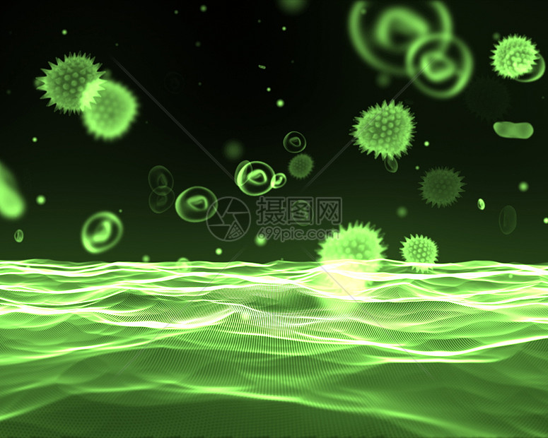 绿色病毒通过血液流流传图片
