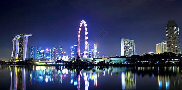 晚上新加坡城市天际地标商业景观天空旅行码头蓝色市中心金融中心图片