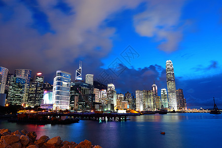 香港夜景香港天线市中心场景天空城市建筑金融背景商业办公室景观背景