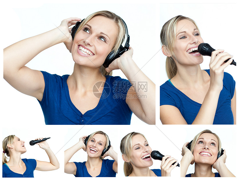 一位年轻女性在音乐和歌唱方面的连结图片