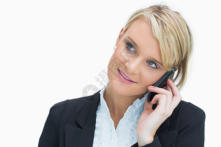 电话上的女人金发生意人长发金发女郎沟通手机人士微笑呼唤女性图片
