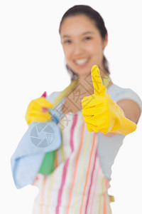 清洁女工举起拇指图片