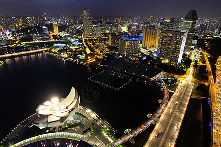 新加坡夜间摩天大楼旅行旅游反射天际商业生活景观蓝色市中心图片