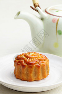 中国中日秋节的月饼庆典黏土陶器习惯性制品馅饼蛋糕茶壶食物节日图片